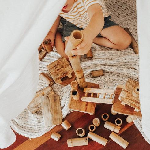 QTOYS - Bamboo Building Set With Houses